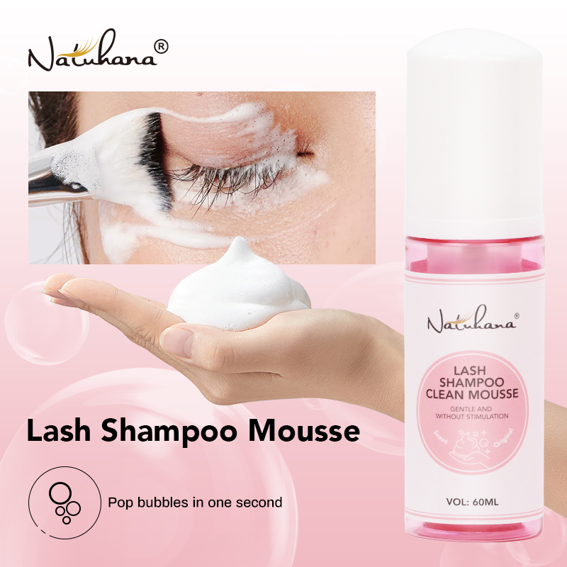 Eyelash Extension No 9 - NATUAHANA 60 мл Пенка-шампунь для ресниц,