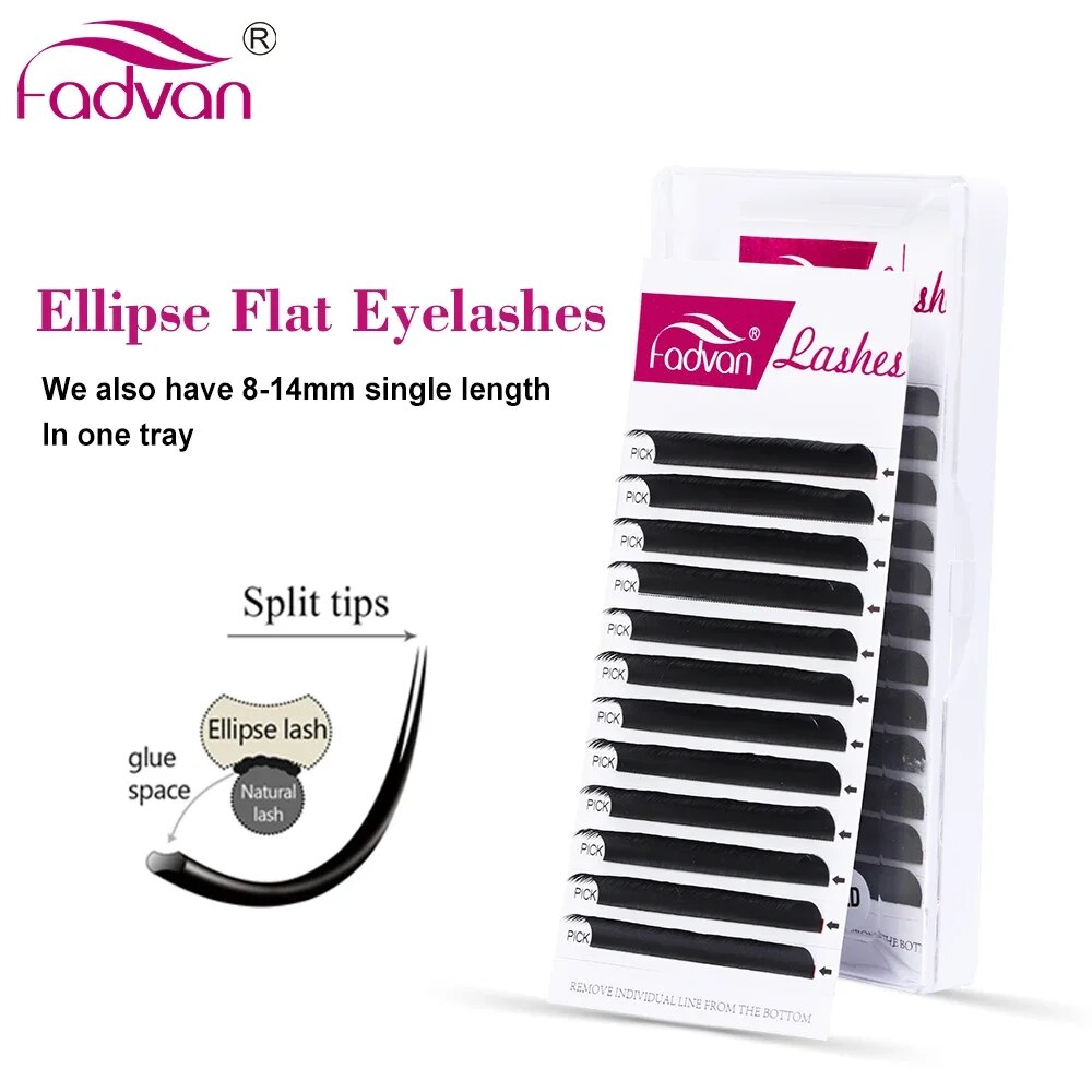 Eyelash Extension Permanent - FADVAN эллиптические плоские C/D изогнутые ресницы