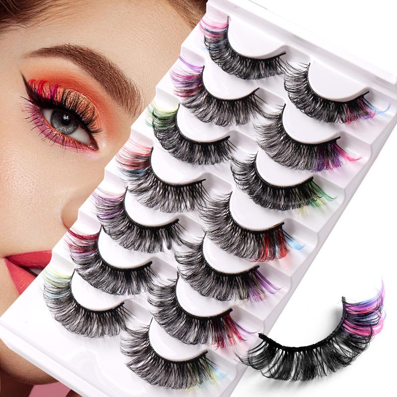 7 пар цветных накладных ресниц – обзор и цена Eyelash Extension Volume Lashes